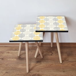 Hanah Home Juego de Mesas Nido Blanco, Gris y Amarillo